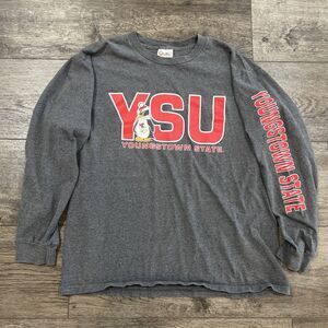 Vintage 90s Youngstown State Penguin Sleeve Hit Long Sleeve Gray T-Shirt - Large